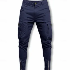 Clearance OUKU Men's Cargo Pants Trousers Chinos Summer Pants Casual Pants Zipper Plain Comfort Breathable Full Length Casual Daily Holiday Fashion Basic Black White Micro-elastic