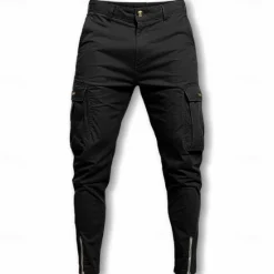 Clearance OUKU Men's Cargo Pants Trousers Chinos Summer Pants Casual Pants Zipper Plain Comfort Breathable Full Length Casual Daily Holiday Fashion Basic Black White Micro-elastic