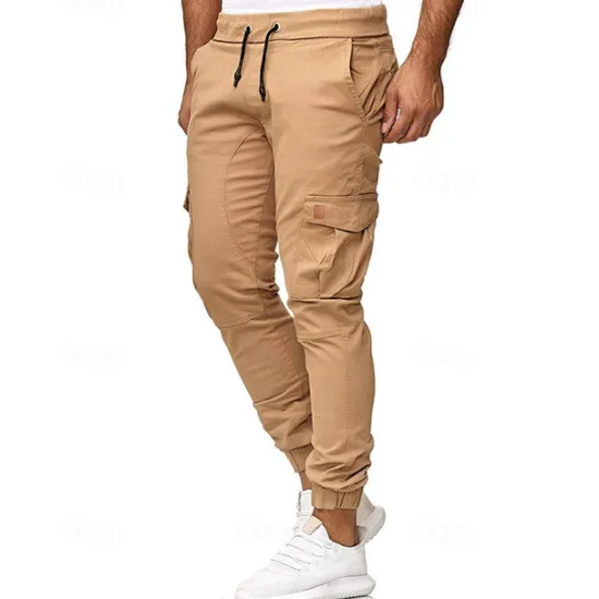 Online OUKU Men's Cargo Pants Trousers Drawstring Elastic Waist Multi Pocket Plain Wearable Outdoor Daily Camping & Hiking Fashion Classic ArmyGreen Black