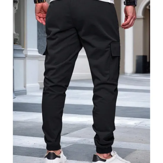 Online OUKU Men's Cargo Pants Trousers Drawstring Elastic Waist Multi Pocket Plain Wearable Outdoor Daily Camping & Hiking Fashion Classic ArmyGreen Black