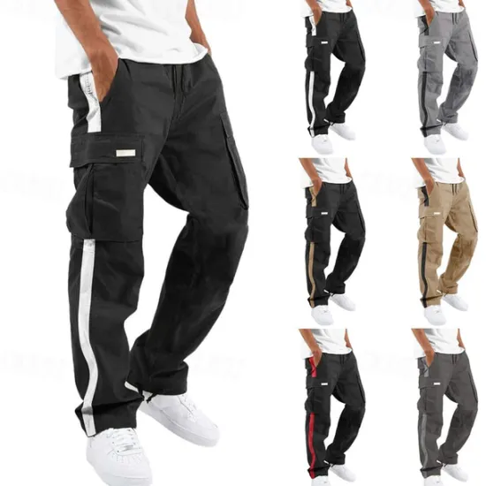 Sale OUKU Men's Cargo Pants Trousers Drawstring Elastic Waist Multi Pocket Color Block Wearable Outdoor Daily Camping & Hiking Fashion Classic White / Black Black