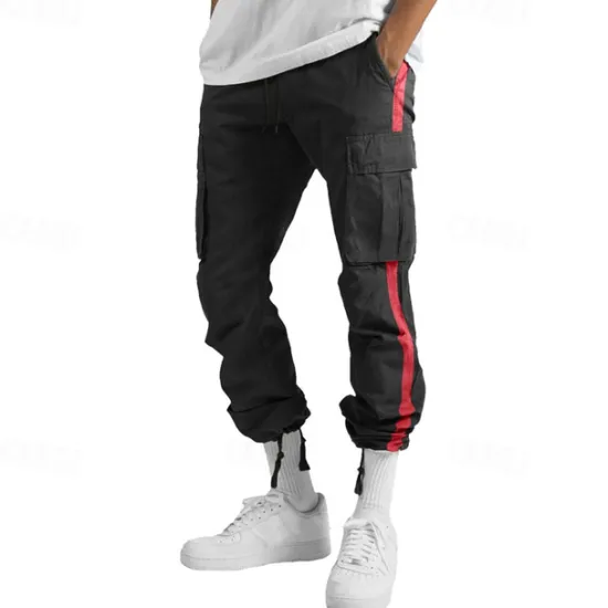 Sale OUKU Men's Cargo Pants Trousers Drawstring Elastic Waist Multi Pocket Color Block Wearable Outdoor Daily Camping & Hiking Fashion Classic White / Black Black