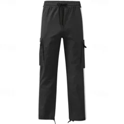 Sale OUKU Men's Cargo Pants Trousers Drawstring Elastic Waist Multi Pocket Color Block Wearable Outdoor Daily Camping & Hiking Fashion Classic White / Black Black