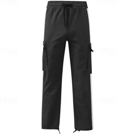 Sale OUKU Men's Cargo Pants Trousers Drawstring Elastic Waist Multi Pocket Color Block Wearable Outdoor Daily Camping & Hiking Fashion Classic White / Black Black