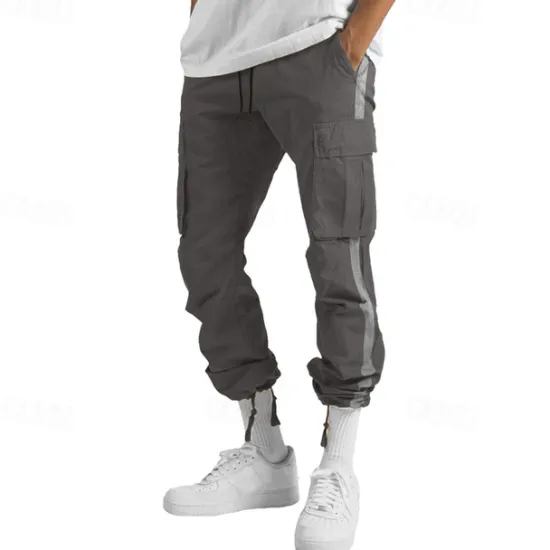 Sale OUKU Men's Cargo Pants Trousers Drawstring Elastic Waist Multi Pocket Color Block Wearable Outdoor Daily Camping & Hiking Fashion Classic White / Black Black