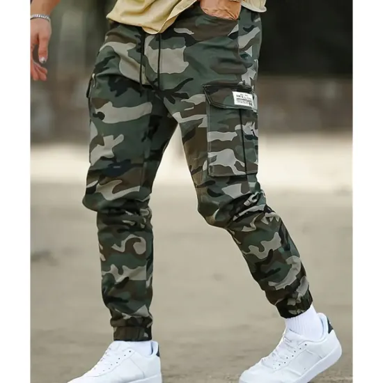 Best OUKU Men's Cargo Pants Trousers Drawstring Elastic Waist Multi Pocket Camo Wearable Outdoor Daily Camping & Hiking Fashion Classic Army Green Gray