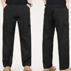 OUKU Men's Cargo Pants Trousers Work Pants Buttons Elastic Waist Multi Pocket Plain Wearable Outdoor Daily Camping & Hiking Fashion Classic Black Army Green