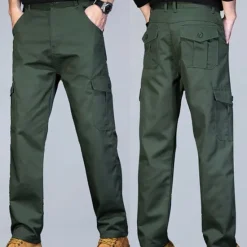 OUKU Men's Cargo Pants Trousers Work Pants Buttons Elastic Waist Multi Pocket Plain Wearable Outdoor Daily Camping & Hiking Fashion Classic Black Army Green