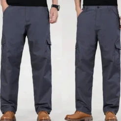 OUKU Men's Cargo Pants Trousers Work Pants Buttons Elastic Waist Multi Pocket Plain Wearable Outdoor Daily Camping & Hiking Fashion Classic Black Army Green