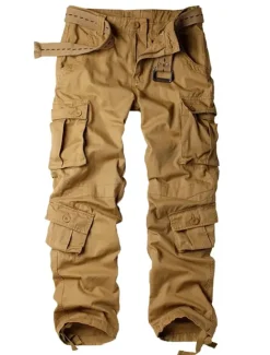 Outlet OUKU Men's Cargo Pants Work Pants Parachute Pants Pocket Multi Pocket High Rise Solid Colored Wearable Outdoor Full Length Outdoor Casual Streetwear Classic Loose Fit Yellow camouflage Grass Green High