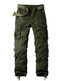 Outlet OUKU Men's Cargo Pants Work Pants Parachute Pants Pocket Multi Pocket High Rise Solid Colored Wearable Outdoor Full Length Outdoor Casual Streetwear Classic Loose Fit Yellow camouflage Grass Green High