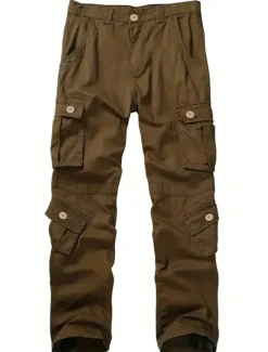 Outlet OUKU Men's Cargo Pants Work Pants Parachute Pants Pocket Multi Pocket High Rise Solid Colored Wearable Outdoor Full Length Outdoor Casual Streetwear Classic Loose Fit Yellow camouflage Grass Green High
