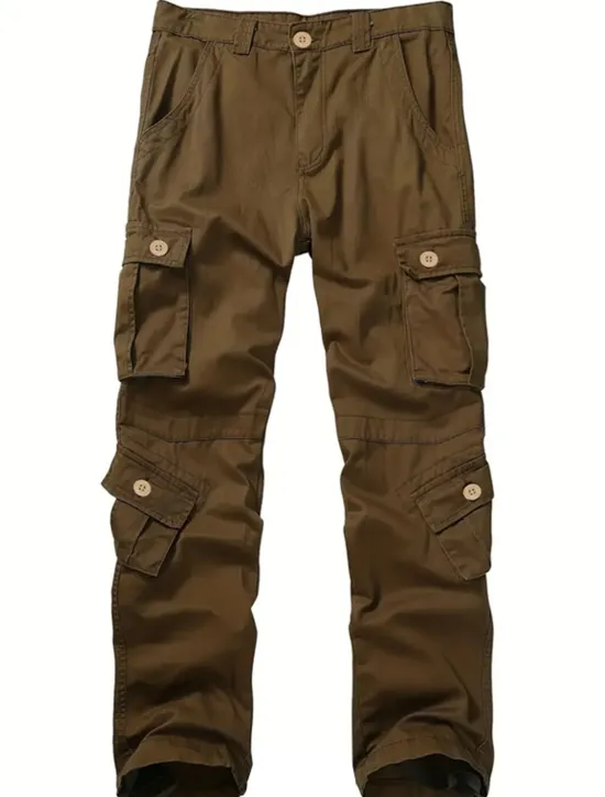 Outlet OUKU Men's Cargo Pants Work Pants Parachute Pants Pocket Multi Pocket High Rise Solid Colored Wearable Outdoor Full Length Outdoor Casual Streetwear Classic Loose Fit Yellow camouflage Grass Green High