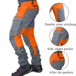 Online OUKU Men's Cargo Pants Work Pants Track Pants Streetwear Color Block Outdoor Ripstop Breathable Multi Pockets Sweat wicking Bottoms 6 Pockets Zipper Pocket Black Purple Cotton Work Hunting Fishing M L XL