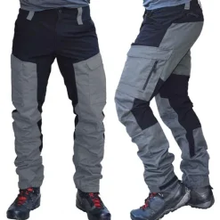 Online OUKU Men's Cargo Pants Work Pants Track Pants Streetwear Color Block Outdoor Ripstop Breathable Multi Pockets Sweat wicking Bottoms 6 Pockets Zipper Pocket Black Purple Cotton Work Hunting Fishing M L XL