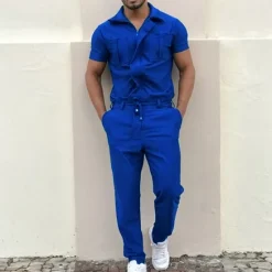 Sale OUKU Men's Cargo Pants Work Pants Jumpsuit Rompers Solid Color Nightclub Streetwear Stylish Casual / Sporty Slim Black Wine