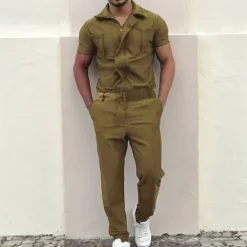 Sale OUKU Men's Cargo Pants Work Pants Jumpsuit Rompers Solid Color Nightclub Streetwear Stylish Casual / Sporty Slim Black Wine