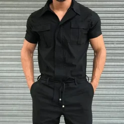 Sale OUKU Men's Cargo Pants Work Pants Jumpsuit Rompers Solid Color Nightclub Streetwear Stylish Casual / Sporty Slim Black Wine