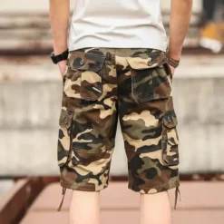 Discount OUKU Men's Cargo Shorts Baggy Shorts Multi Pocket 6 Pocket Camouflage Breathable Knee Length Sports Outdoor Streetwear Casual Black Blue