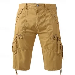 Hot OUKU Men's Cargo Shorts Below Knee Length Shorts Capri Pants Hiking Shorts Multi Pocket Plain Calf-Length Daily Basic Big and Tall Wine Army Green