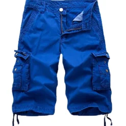 Discount OUKU Men's Cargo Shorts Bermuda shorts Work Shorts Hiking Shorts Leg Drawstring Multi Pocket 6 Pocket Plain Knee Length Sports Outdoor Going out Streetwear Classic Black Red