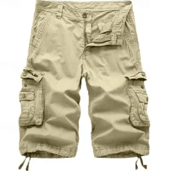 Discount OUKU Men's Cargo Shorts Bermuda shorts Work Shorts Hiking Shorts Leg Drawstring Multi Pocket 6 Pocket Plain Knee Length Sports Outdoor Going out Streetwear Classic Black Red