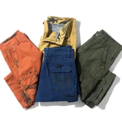 Outlet OUKU Men's Cargo Shorts Bermuda shorts with Side Pocket Multi Pocket Flap Pocket Solid Color Going out Streetwear Fashion Cargo Shorts ArmyGreen Blue