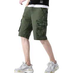 Outlet OUKU Men's Cargo Shorts Bermuda shorts with Side Pocket Multi Pocket Flap Pocket Solid Color Going out Streetwear Fashion Cargo Shorts ArmyGreen Blue