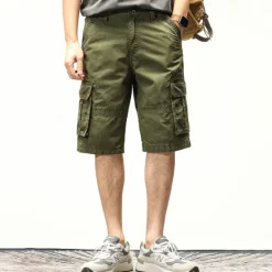 Outlet OUKU Men's Cargo Shorts Bermuda shorts with Side Pocket Multi Pocket Flap Pocket Solid Color Going out Streetwear Fashion Cargo Shorts ArmyGreen Blue