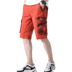 Outlet OUKU Men's Cargo Shorts Bermuda shorts with Side Pocket Multi Pocket Flap Pocket Solid Color Going out Streetwear Fashion Cargo Shorts ArmyGreen Blue