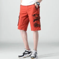 Outlet OUKU Men's Cargo Shorts Bermuda shorts with Side Pocket Multi Pocket Flap Pocket Solid Color Going out Streetwear Fashion Cargo Shorts ArmyGreen Blue