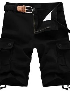 Clearance OUKU Men's Cargo Shorts Bermuda shorts Hiking Shorts Pocket Multi Pocket Straight Leg Solid Color Wearable Outdoor Knee Length Casual Daily Shorts Cotton-padded Trousers ArmyGreen Black High Waist