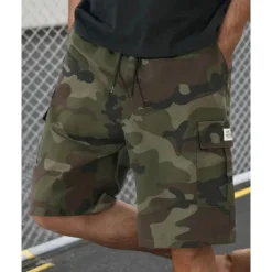 Best OUKU Men's Cargo Shorts Camo Shorts Shorts Summer Shorts Drawstring Elastic Waist Multi Pocket Camouflage Comfort Wearable Knee Length Outdoor Sport Daily Fashion Casual Black Khaki