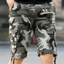 Sale OUKU Men's Cargo Shorts Camo Shorts Shorts Hiking Shorts Print Leg Drawstring 6 Pocket Camouflage Comfort Outdoor Daily Going out Fashion Streetwear Black Blue
