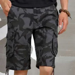 Sale OUKU Men's Cargo Shorts Camo Shorts Shorts Hiking Shorts Print Leg Drawstring 6 Pocket Camouflage Comfort Outdoor Daily Going out Fashion Streetwear Black Blue