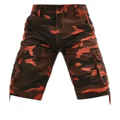 Discount OUKU Men's Cargo Shorts Camo Shorts Shorts Summer Shorts Multi Pocket Flap Pocket Camo Camouflage Comfort Wearable Knee Length Outdoor Sport Daily Fashion Casual Red Purple