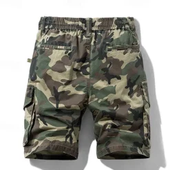 New OUKU Men's Cargo Shorts Camo Shorts Shorts Summer Shorts Drawstring Elastic Waist Multi Pocket Camouflage Camo / Camouflage Comfort Wearable Knee Length Outdoor Sport Daily Fashion Casual Blue Khaki
