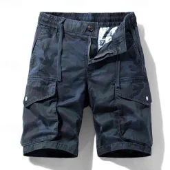 New OUKU Men's Cargo Shorts Camo Shorts Shorts Summer Shorts Drawstring Elastic Waist Multi Pocket Camouflage Camo / Camouflage Comfort Wearable Knee Length Outdoor Sport Daily Fashion Casual Blue Khaki