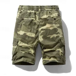 Online OUKU Men's Cargo Shorts Camo Shorts Shorts Summer Shorts Drawstring Elastic Waist Multi Pocket Camouflage Camo / Camouflage Comfort Wearable Knee Length Outdoor Sport Daily Fashion Casual Blue Khaki