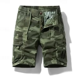 Online OUKU Men's Cargo Shorts Camo Shorts Shorts Summer Shorts Drawstring Elastic Waist Multi Pocket Camouflage Camo / Camouflage Comfort Wearable Knee Length Outdoor Sport Daily Fashion Casual Blue Khaki