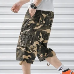 Hot OUKU Men's Cargo Shorts Camo Shorts Shorts Summer Shorts Multi Pocket Flap Pocket Camo Camouflage Comfort Wearable Knee Length Outdoor Sport Daily Fashion Casual Camouflage Red Camouflage - Army Green