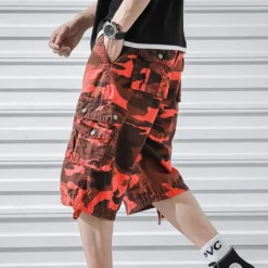 Hot OUKU Men's Cargo Shorts Camo Shorts Shorts Summer Shorts Multi Pocket Flap Pocket Camo Camouflage Comfort Wearable Knee Length Outdoor Sport Daily Fashion Casual Camouflage Red Camouflage - Army Green
