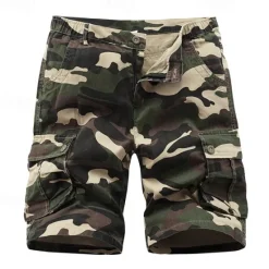 OUKU Men's Cargo Shorts Camo Shorts Shorts Summer Shorts Multi Pocket Flap Pocket Plain Camo / Camouflage Comfort Wearable Knee Length Outdoor Sport Daily Fashion Casual Camouflage khaki Black