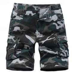 OUKU Men's Cargo Shorts Camo Shorts Shorts Summer Shorts Multi Pocket Flap Pocket Plain Camo / Camouflage Comfort Wearable Knee Length Outdoor Sport Daily Fashion Casual Camouflage khaki Black