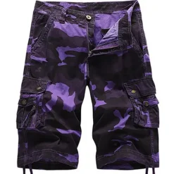 Outlet OUKU Men's Cargo Shorts Camo Shorts Shorts Hiking Shorts Leg Drawstring 6 Pocket Camouflage Comfort Outdoor Daily Going out Fashion Streetwear Army Green Blue