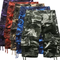 Outlet OUKU Men's Cargo Shorts Camo Shorts Shorts Hiking Shorts Leg Drawstring 6 Pocket Camouflage Comfort Outdoor Daily Going out Fashion Streetwear Army Green Blue