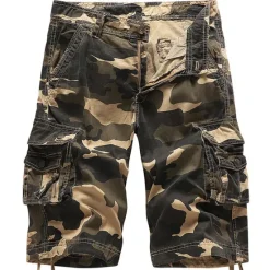 Outlet OUKU Men's Cargo Shorts Camo Shorts Shorts Hiking Shorts Leg Drawstring 6 Pocket Camouflage Comfort Outdoor Daily Going out Fashion Streetwear Army Green Blue