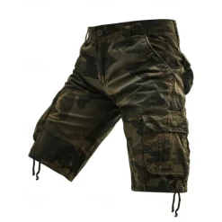 Outlet OUKU Men's Cargo Shorts Camo Shorts Shorts Summer Shorts Multi Pocket Flap Pocket Camouflage Comfort Wearable Knee Length Outdoor Sport Daily Fashion Casual Navy Blue Khaki