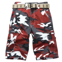 Hot OUKU Men's Cargo Shorts Camo Shorts Hiking Shorts Pocket Camouflage Comfort Breathable Outdoor Daily Going out Fashion Casual ArmyGreen Red