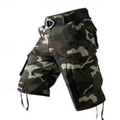 Best OUKU Men's Cargo Shorts Camo Shorts Shorts Summer Shorts Zipper Multiple Pockets Flap Pocket Camouflage Camo / Camouflage Comfort Wearable Short Outdoor Vacation Sport Casual Black Army Green
